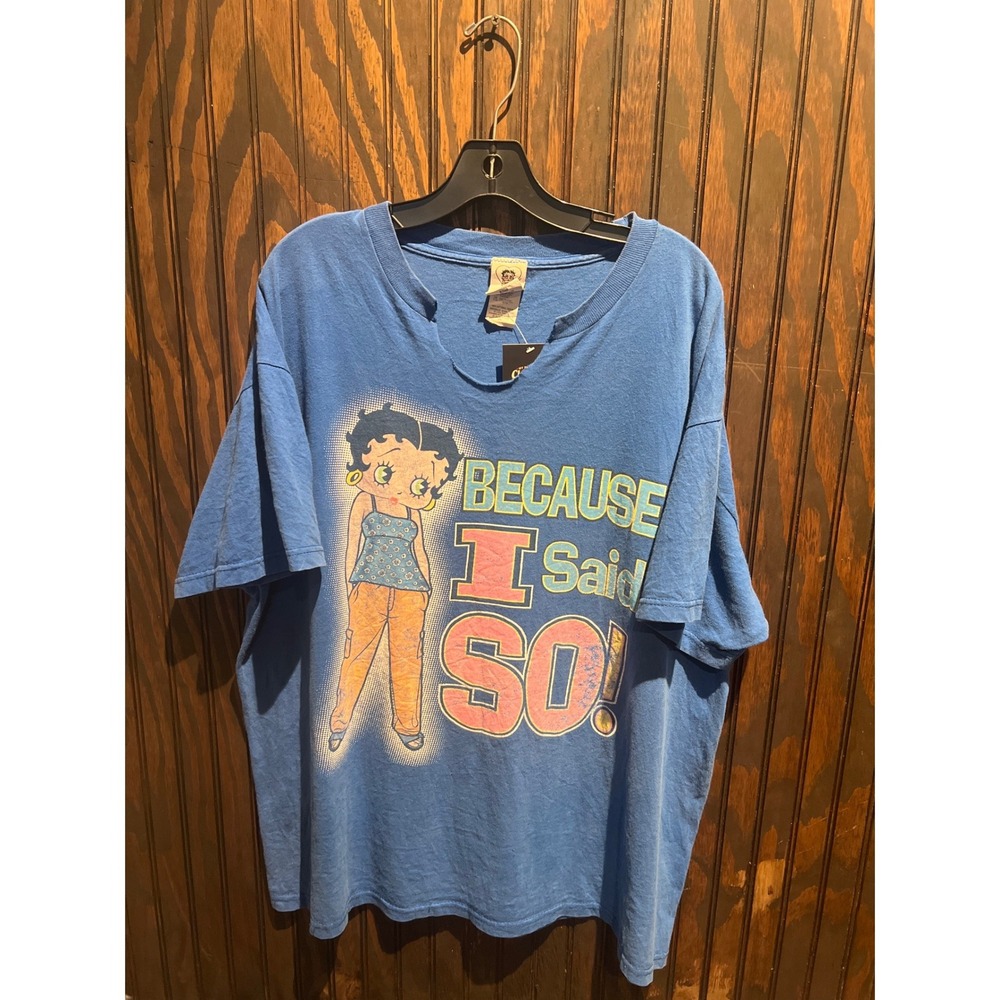 Vintage Betty Boop Because I Said So Graphic T-Shirt Blue 90s XL 29x24